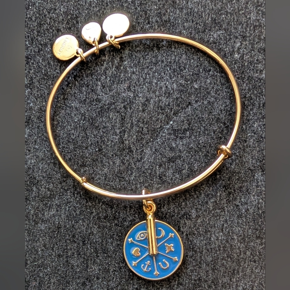 RARE Gold Finish Palmistry Charm Expandable Bangle